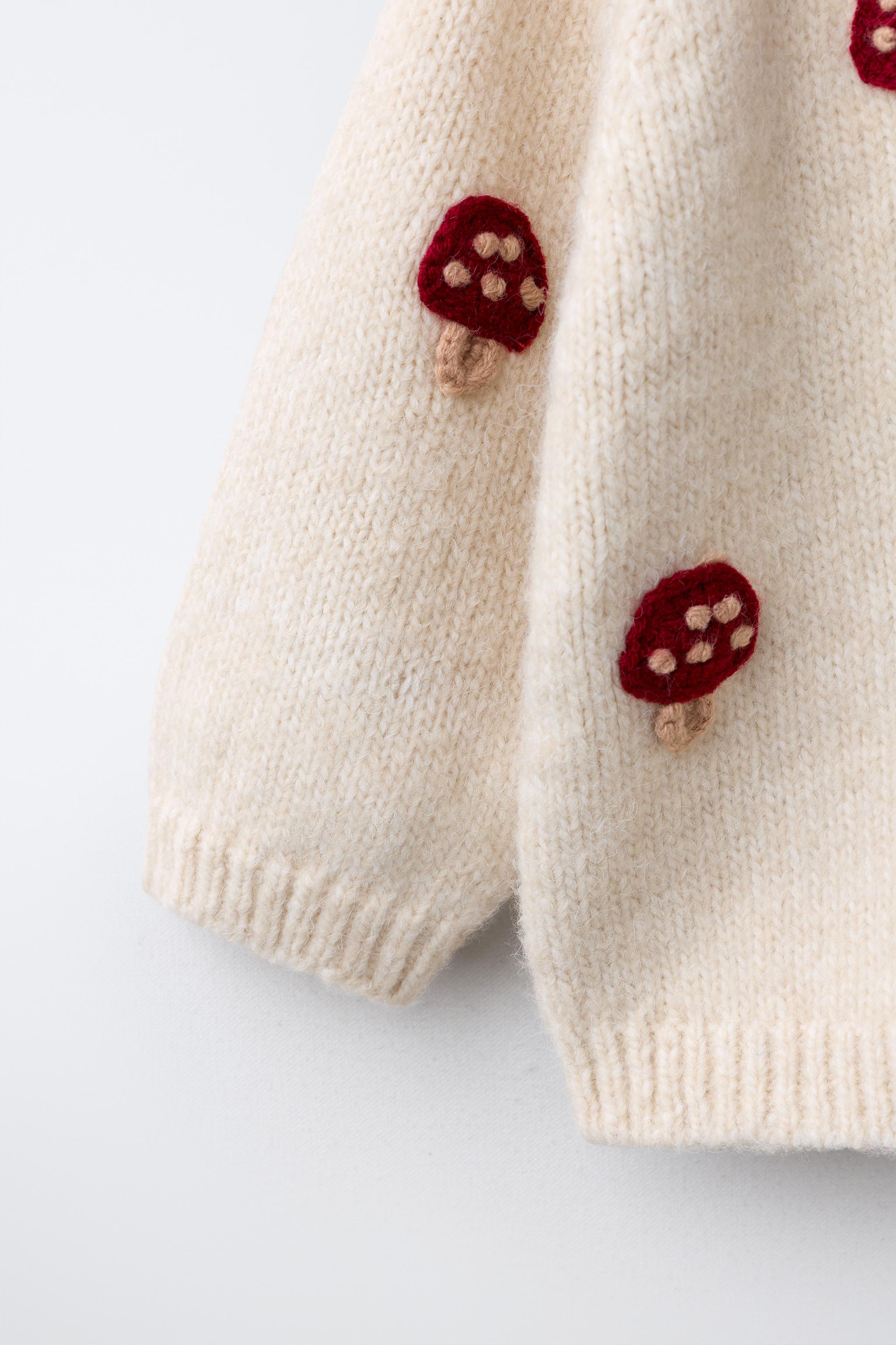 GILET EN MAILLE BRODÉ DE CHAMPIGNONS